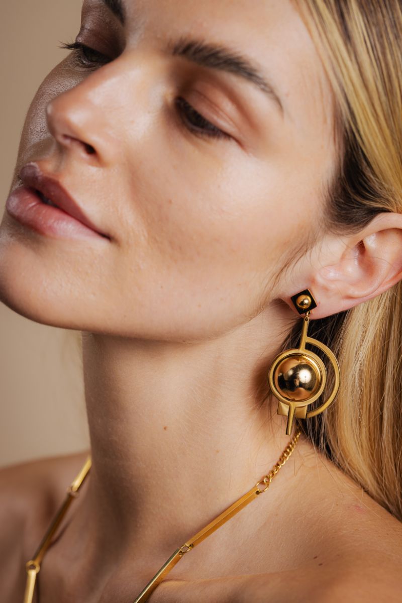 Satellite Dome Golden Earrings