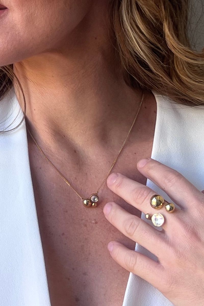 Solar Golden Necklace Crystal Clear