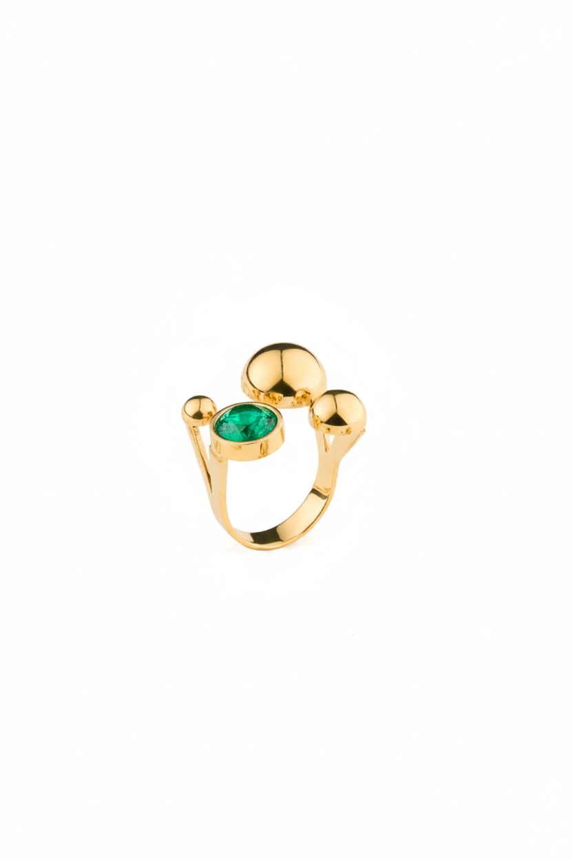 Solar Crystal Golden Emerald Ring