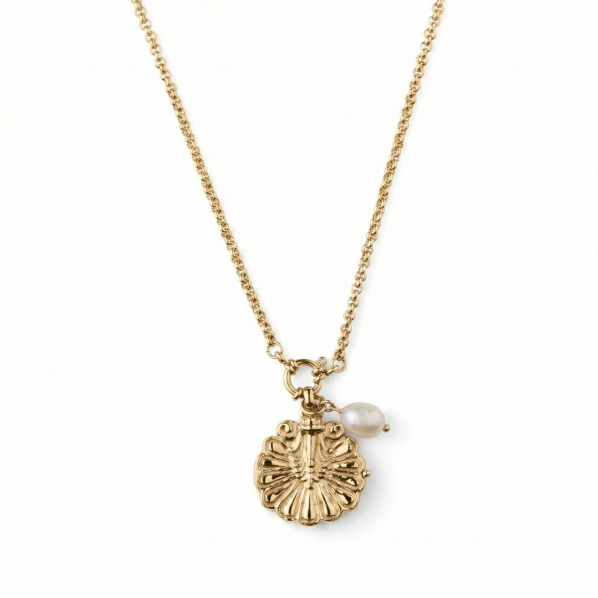 Venus Shell Golden Locket Necklace
