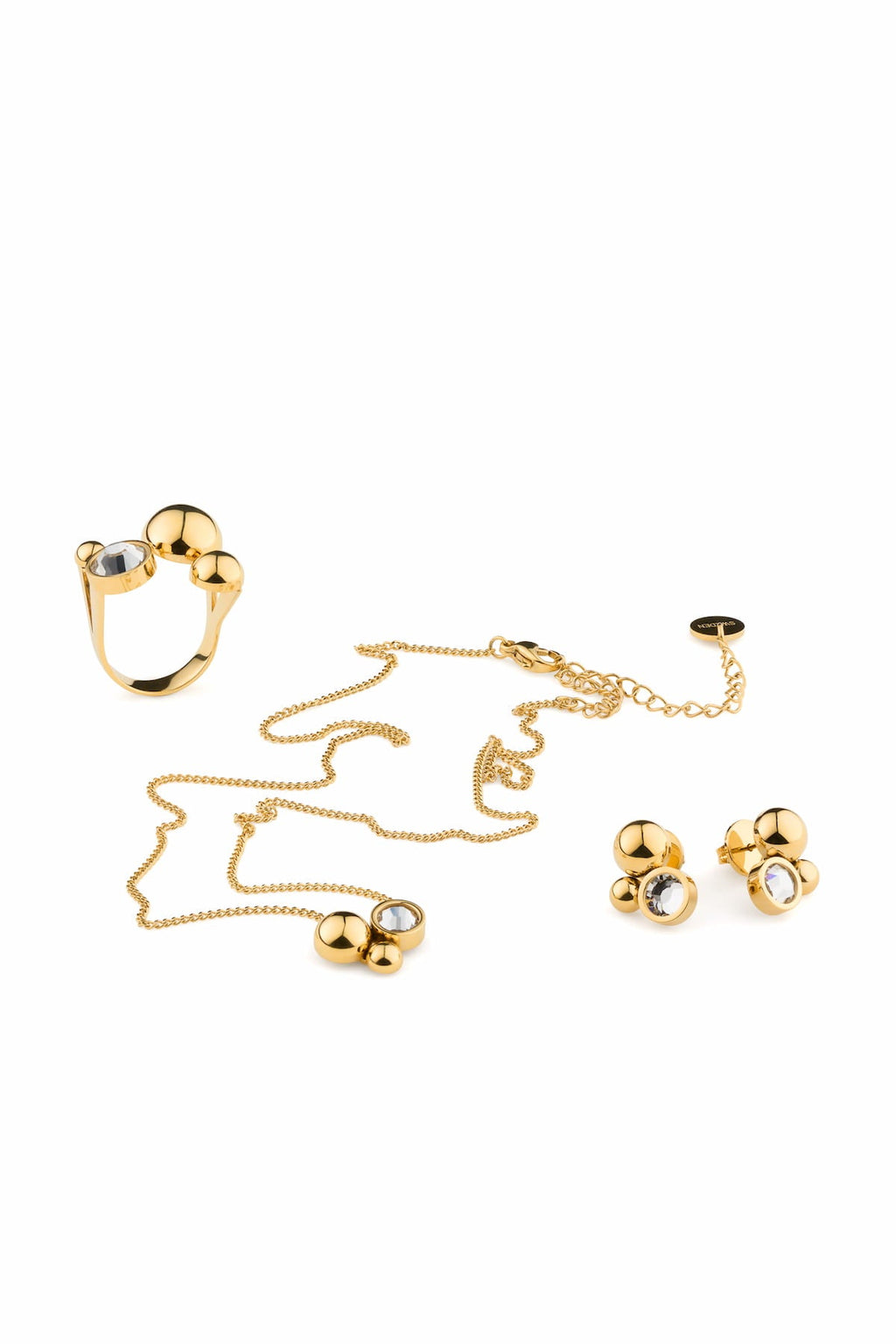 Solar Golden Earrings Crystal Clear