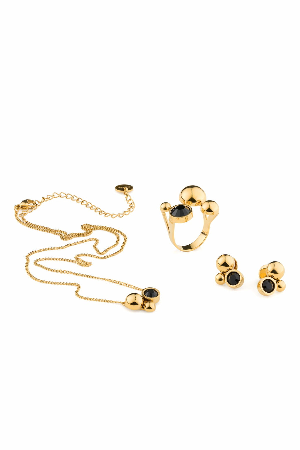 Solar Golden Earrings Crystal Black