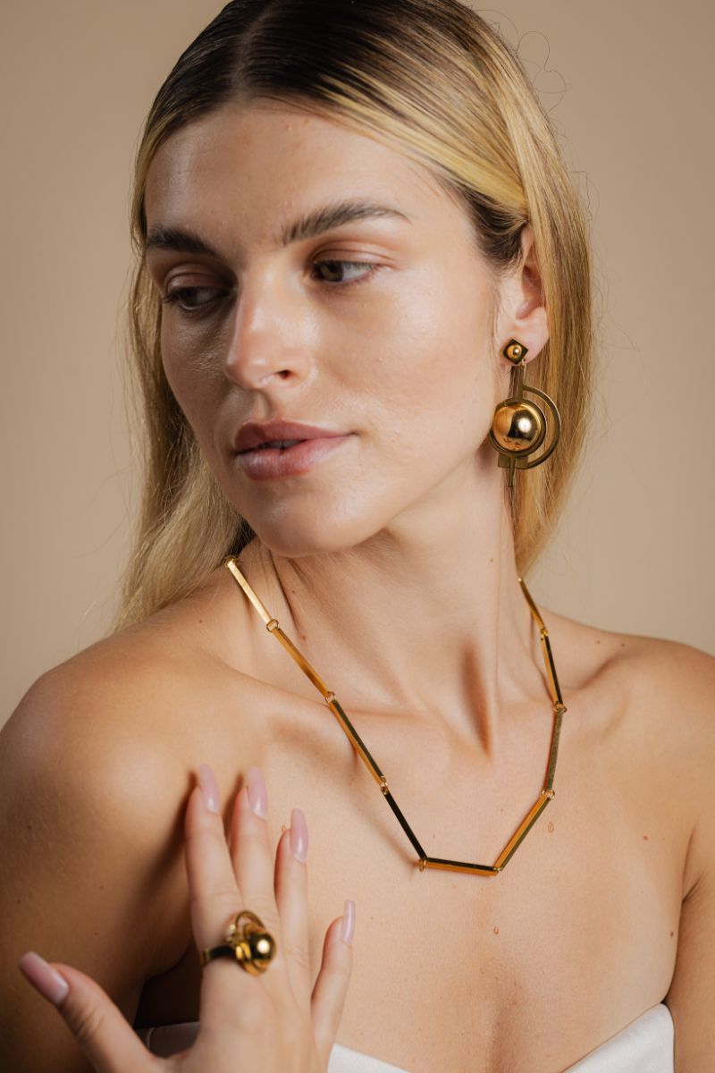 Satellite Dome Golden Earrings