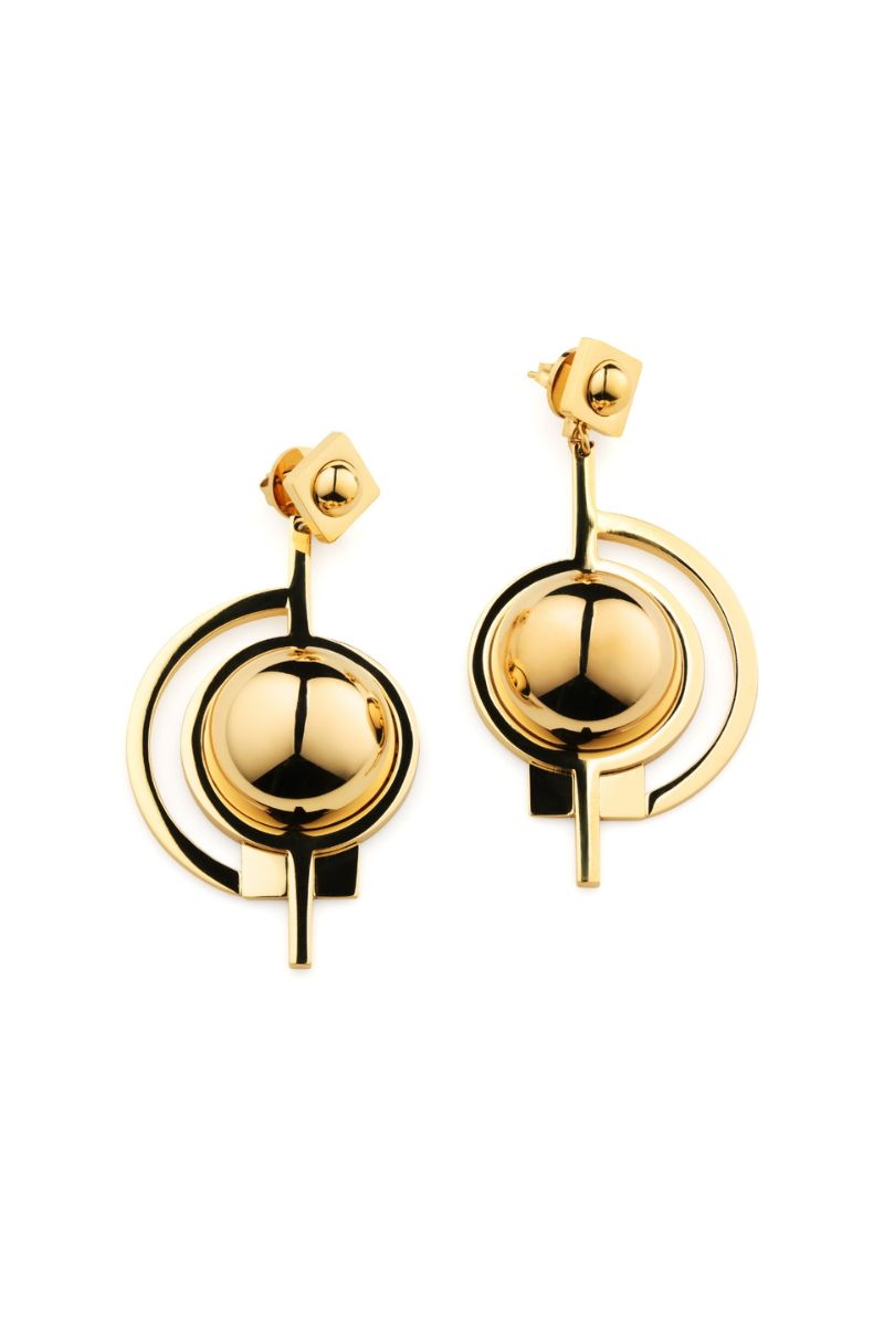 Satellite Dome Golden Earrings